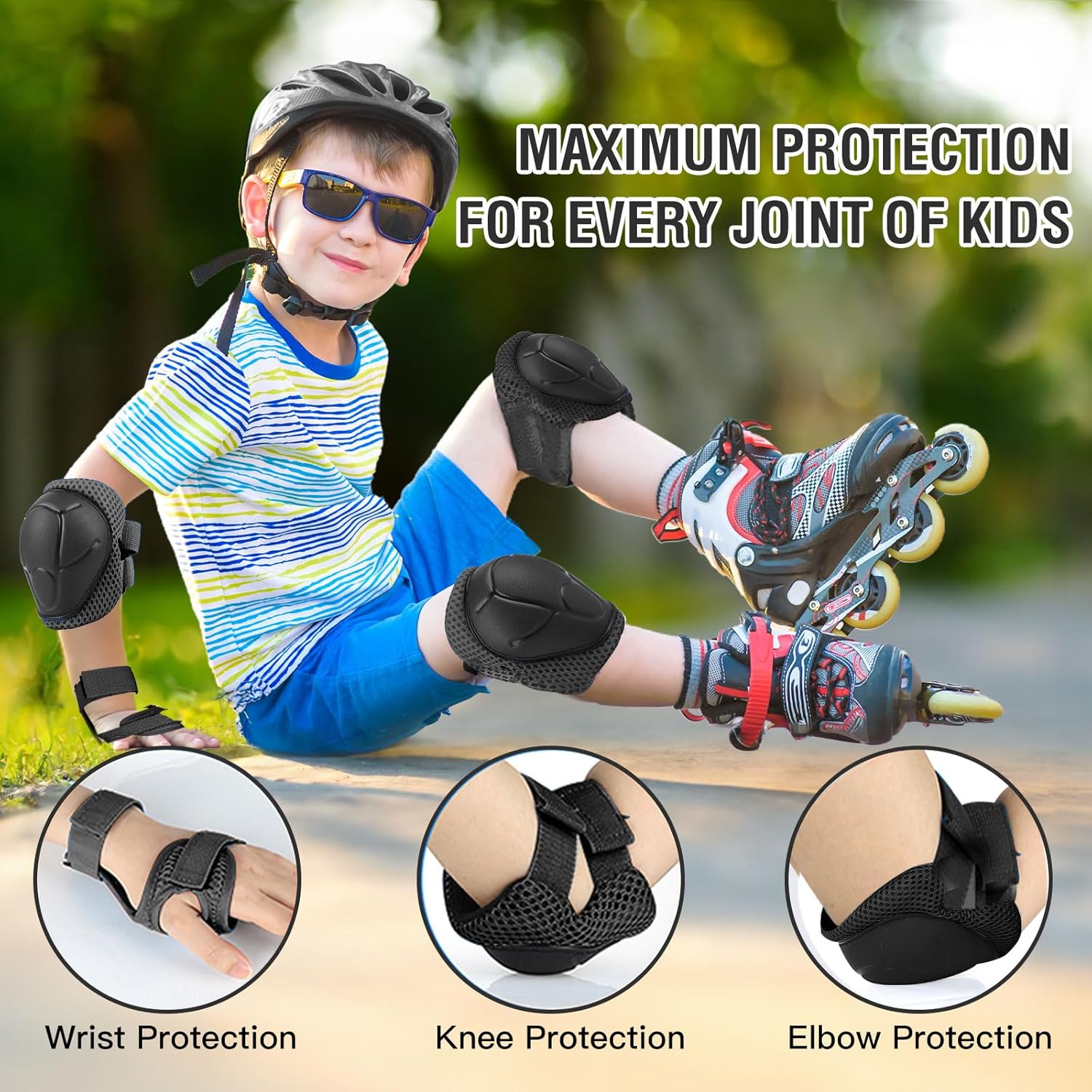 3-14세 어린이용 보호 장비 세트 6개, 스케이트 사 - Mountain Biking Elbow Pads 리뷰 및 가격